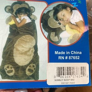 NWT new 3D monkey sleeping bag for preschoolers
